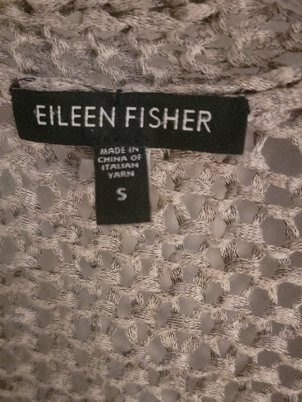 Eileen Fisher Open-Weave Taupe Cardigan - Picture 2 of 6